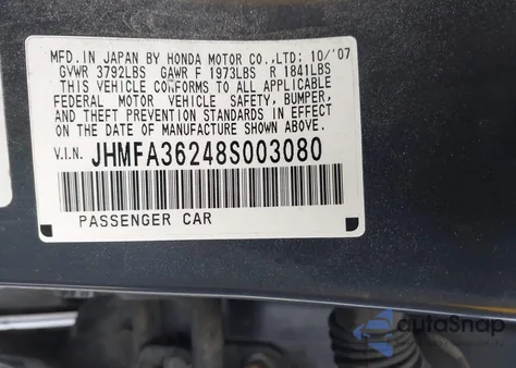 2008 Honda Civic Hybrid from USA, damaged, VIN JHMFA36248S003080